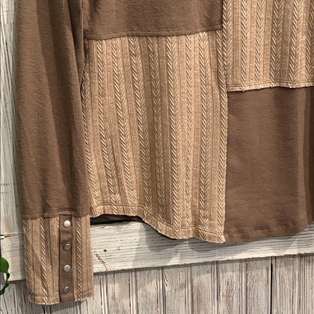 hem & thread Cable Texture Patchwork Mixed Rib Long Sleeve Top Size M NWT - Picture 5 of 10